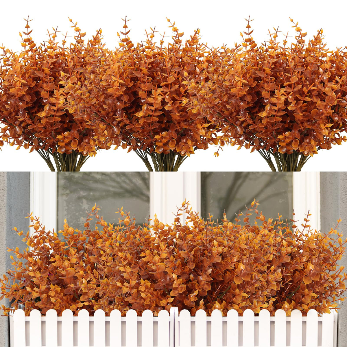RECUTMS 12Pcs 13.8" Artificial Fall Plants Faux Outdoor Plants Fake Bushes