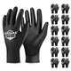 OKIAAS Work Gloves for Men，Ultra Thin and Lightweight Working Gloves with Grip, 12 Pairs Bulk Pack Construction Gloves with Polyurethane Coating for Light Duty Work (Black, XX-Large)