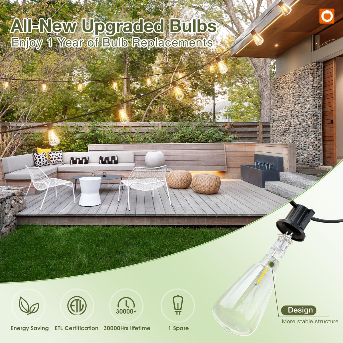 addlon 52FT(48+4) Solar String Lights Outdoor, Waterproof Dimmable 16+1 LED