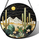DASTOLL Stained Glass Window Hanging, Black and White Golden Cactus Nature Suncatcher for Doors Window Home Starry Sky Sun Catchers Decor Mother's Day Birthday Gifts for Women, Men Mom 11.8 in