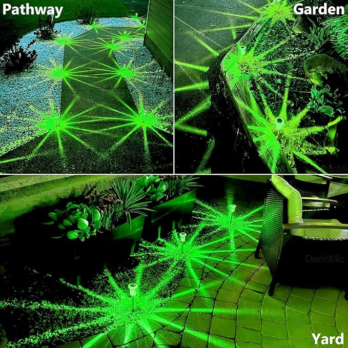 DenicMic St Patricks Day Decorations Solar Lights Outdoor 10 Pack Waterproof Green LED Stainless Steel Stake Outside Lights for Yard Pathway Garden Driveway Walkway Landscape Path Lighting
