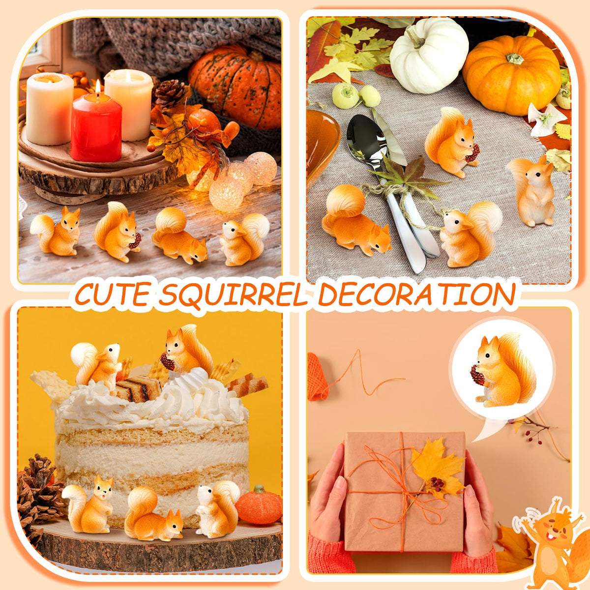 Weysat 40 Pcs Mini Resin Squirrel Figurines, Tiny Animal Decor for Craft