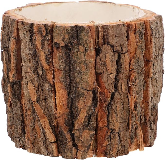 ARTIBETTER Bark Planter Pot 2pcs Wood Bark Natural Log Succulent Plant Pots for Indoor Plants Rustic Tree Stump Planter Farmhouse Bucket for Home Art Decor 4. 91x4. 32in
