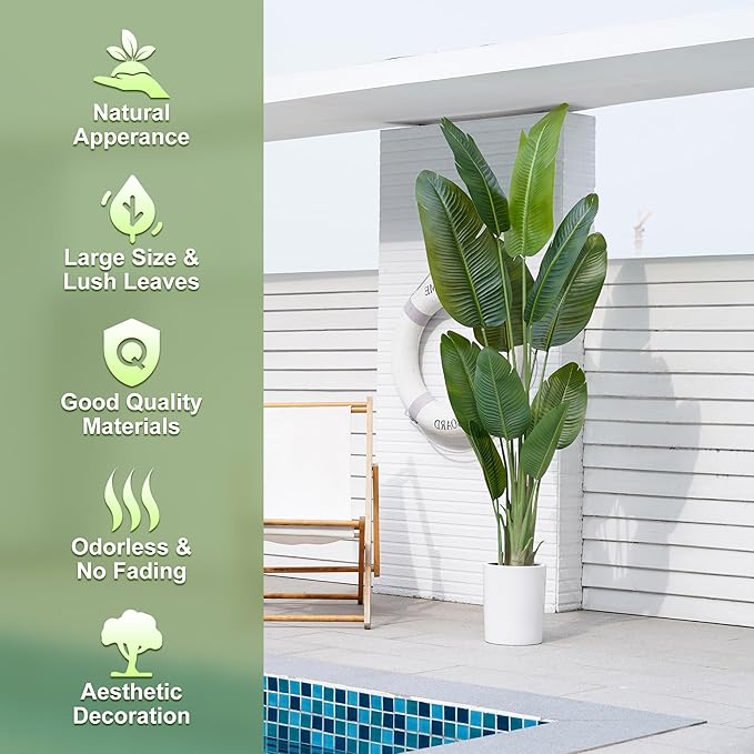 ProDeco Large Artificial Plants Indoor 7.2Ft Silk Bird of Paradise Big Tall Fake Tree Faux Green Silk Floor Potted Plants for Home Living Room Bedroom Office Decor (2 Pack)…
