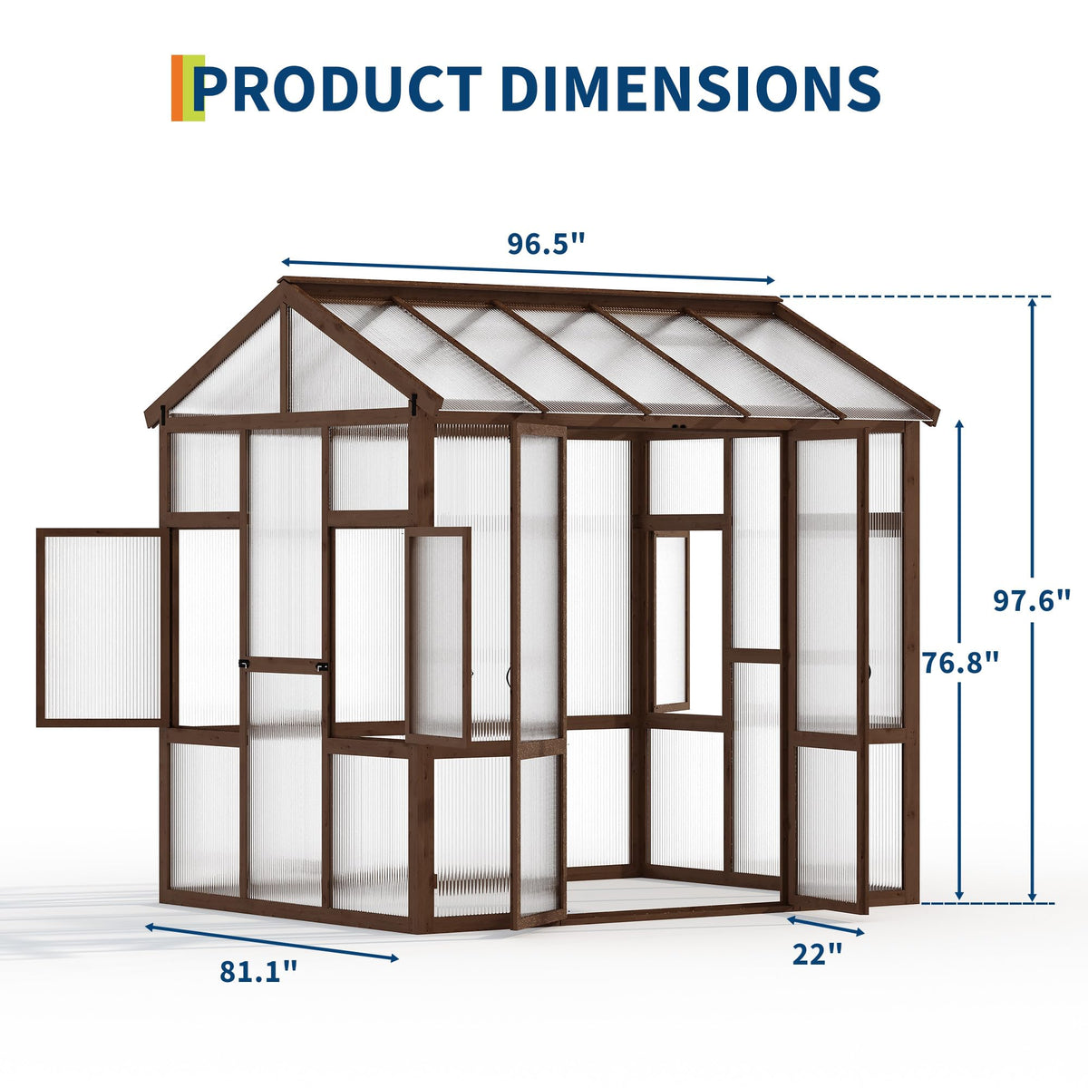 GarveeLife 6x8 ft Wooden Greenhouse for Outdoor - Heavy Duty Walk-in Green House Kit with 6 mm Polycarbonate,Ventilated Window & Lockable Door for Backyard,Patio,Lawn