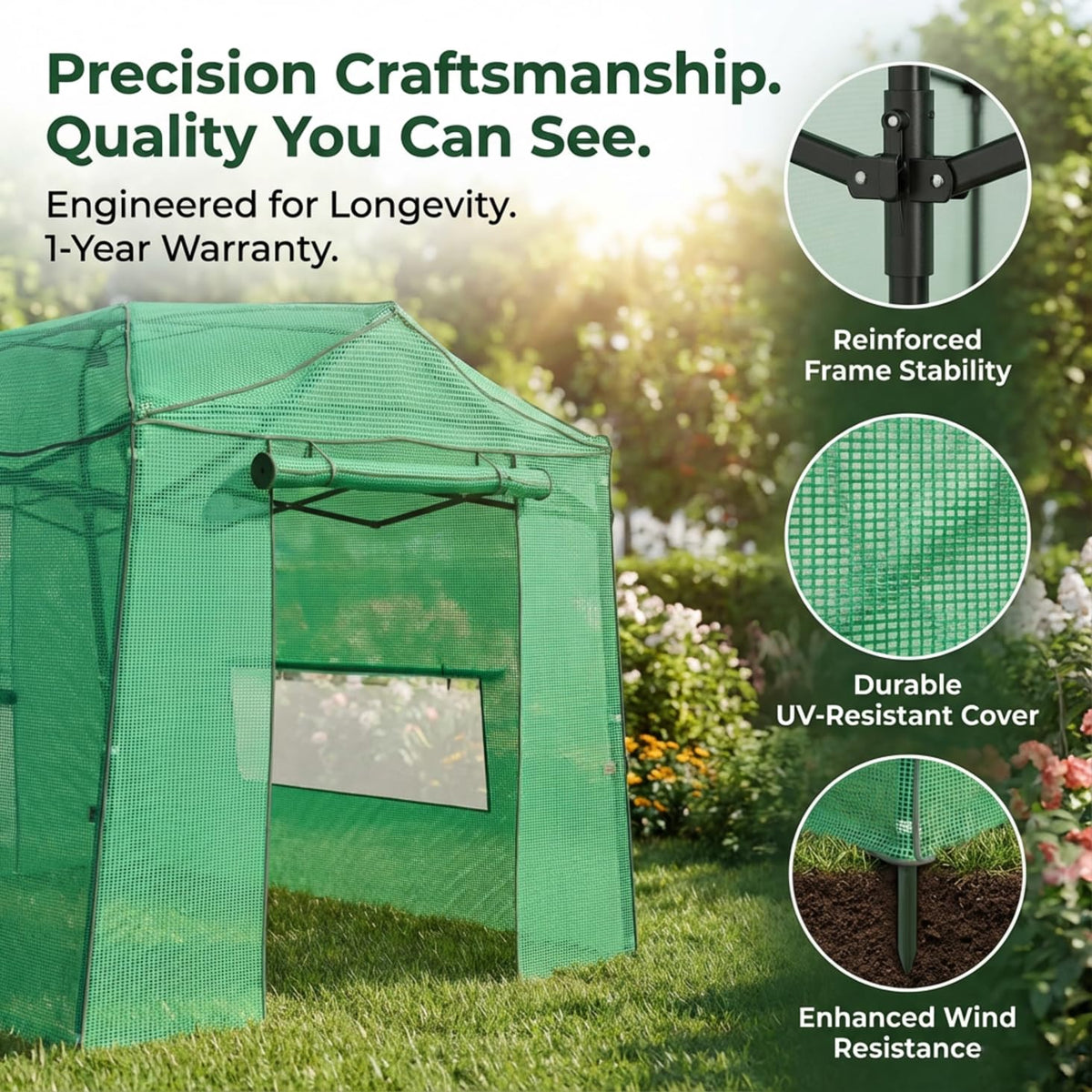8.5 x 7 ft Pop-up Greenhouse, Walk-in Green House for Indoor Outdoor