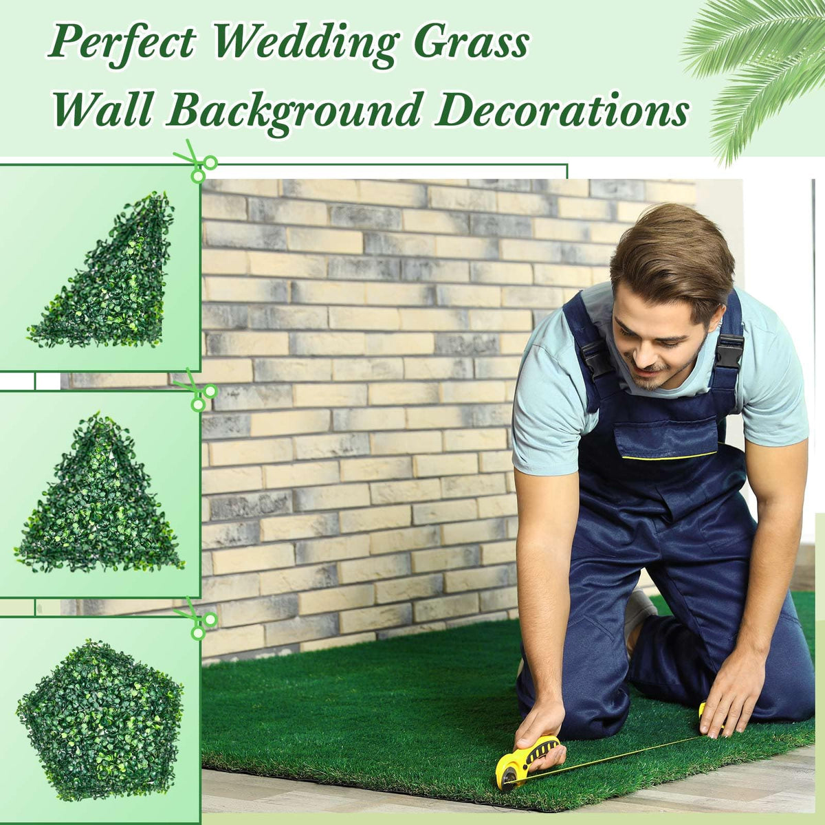Crowye 36 Pcs 10 x 10 Inch Grass Wall Panel, Artificial Boxwood Wall Panels