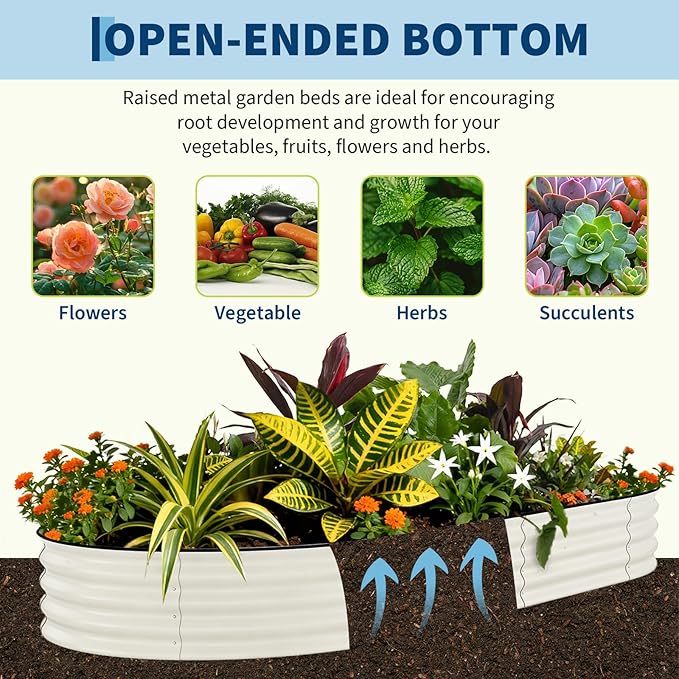 Galvanized Raised Garden Bed Outdoor, 10x4x1.5 ft Metal Planter Box for Flowers Herbs Vegetables, Rust-Resistant Raised Garden Beds for Gardening, Easy Assembly Outdoor Garden Box & Planters, Beige