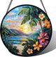 DASTOLL Stained Glass Window Hanging, Colorful Landscape Suncatcher for Doors Home Sun Catchers Decoration and Christmas, Mother's Day Birthday Gifts for Women, Men, and Mom 14.9x14.9 in
