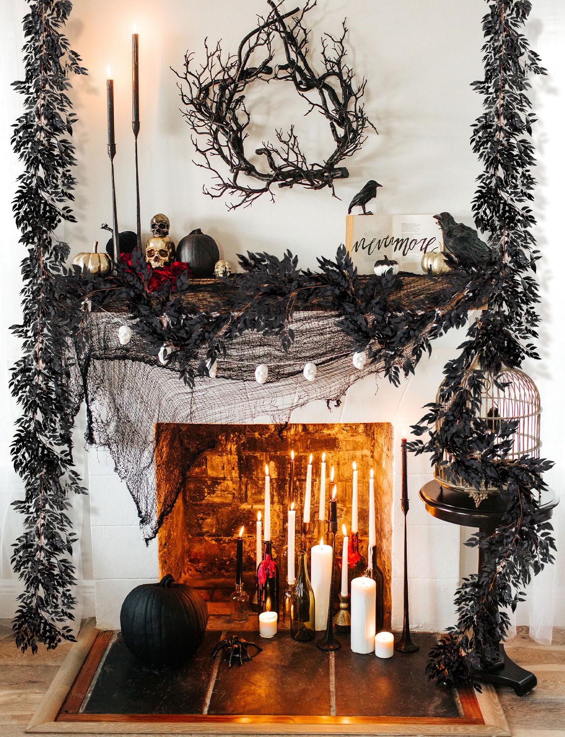 KQYSLXG 4Pcs Halloween Artificial Hanging Willow Vine Twigs, 5.8 FT
