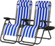 Nazhura Set of 2 Relaxing Recliners Patio Chairs Adjustable Steel Mesh Zero Gravity Lounge Chair Beach Chairs with Pillow and Cup Holder (Navy Blue Stripe)