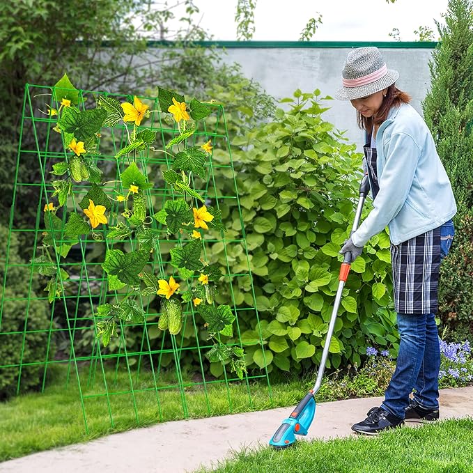 DoCred Cucumber Trellis, 59" High 2 Pack Foldable A Frame Trellis for Raised Bed Climbing Plants, Vegetables, Includes Plant Support Clips, Twist Ties, Plastic Ties- Made from PVC-Coated Steel