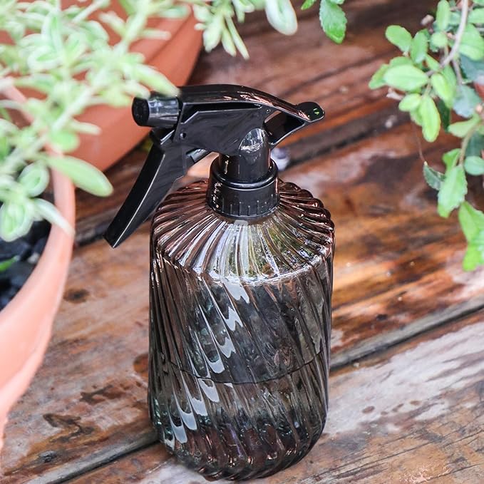 OFFIDIX Fine Mist Plant Mister,Handheld Pressure Glass Spray Bottles,0.45L/15.22oz Watering Can with Adjustable Nozzle for Outdoor Indoor Gardening and Cleaning Work(Diagonal Gray)