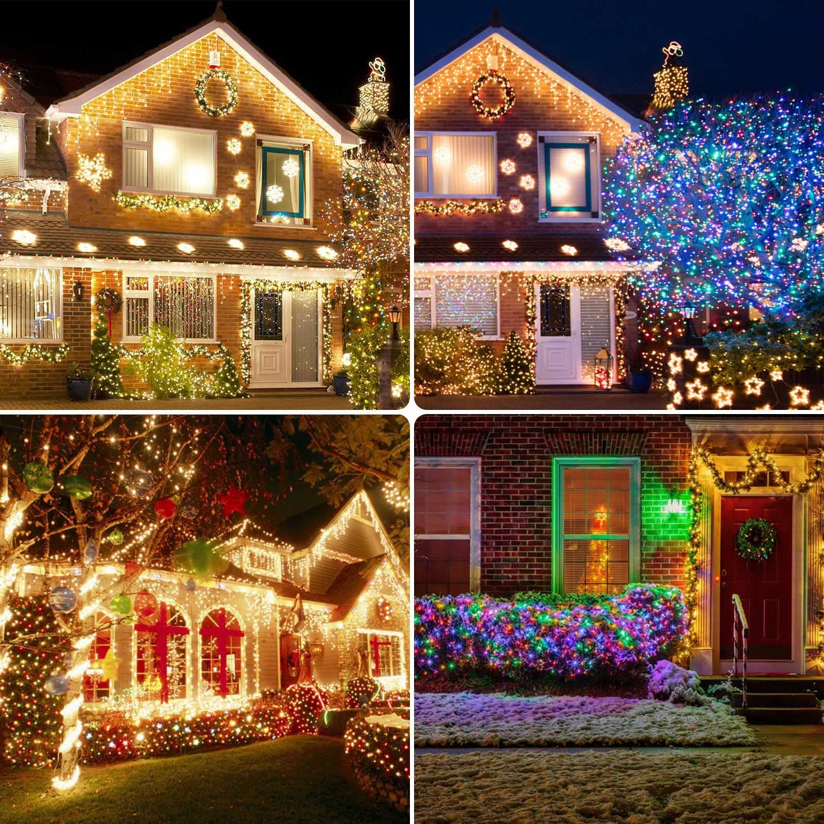 200 LED Connectable String Lights with Remote, Warm White to Multicolor