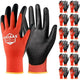 OKIAAS Men's Large Red Ultra-Thin Lightweight Working Gloves with Grip, 12 Pairs Bulk Pack Construction Gloves with Polyurethane Coating, Safety Gloves for Light Duty Work