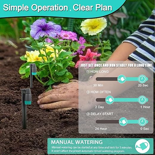 Zeego Automatic Drip Irrigation Set Universal Accessories, Including Adjustable drip Heads and Related Accessories.