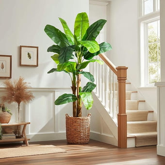 Artificial Banana Tree 7.2ft, Faux Tropical Palm Tree Plant with Realistic Leaves, Low Maintenance Indoor Outdoor Decor for Home Office Porch, in Nursery Pot