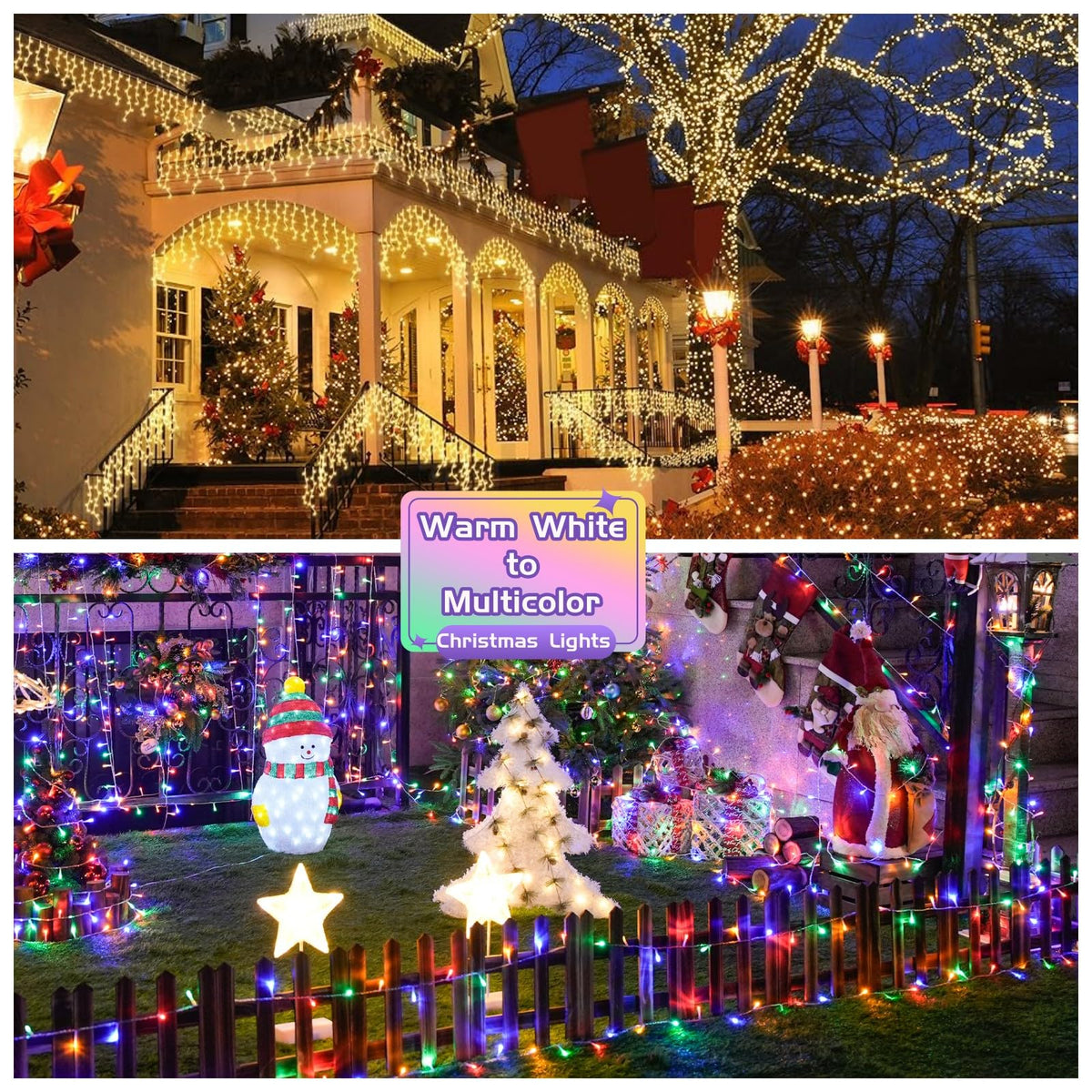JMEXSUSS 200 LED Warm White & Multicolor Color Changing String Lights