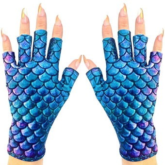 ManiGlovz - The Original UPF 50+ UV/LED Protective Gloves for Gel Manicures, Sun Protection Fingerless Gloves-Shield Skin from The Sun and Nail Lamp- Candy Python