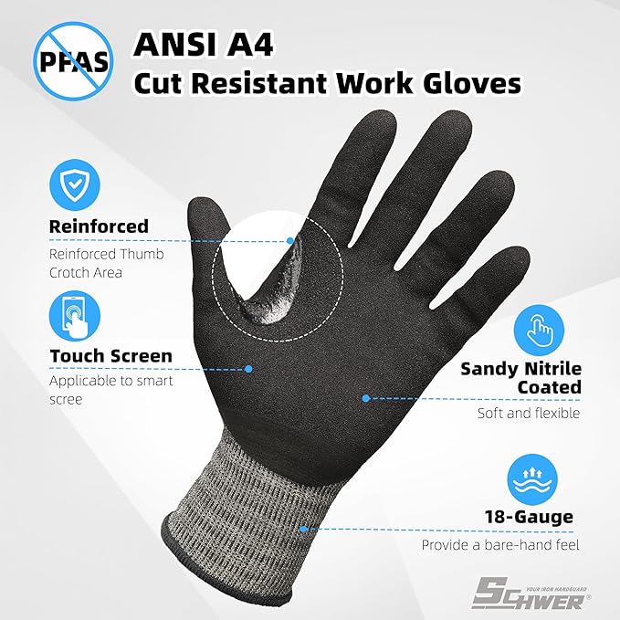 Schwer AIR-SKIN Cut Resistant Work Gloves AR5918 with Extreme Lightweight&Thin, Safety Cutting Gloves for Fishing, Refined Work, Garden, Touch-screen, Non-PFAS, 3D-Comfort Fit, Breathable, 2 Pair (M)
