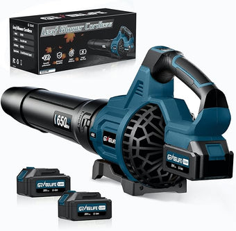 GEVEELIFE Leaf Blower Cordless, 650CFM & 3 Speed Levels, Electric Cordless Leaf Blower with 2 * 5.0Ah Battery Powered, Blowers for Lawn Care, Yard, Blowing Leaves, Dust, Snow