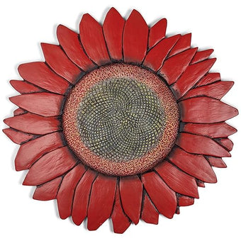 NAT & Jules Sunflower Shaped Dimensional Indoor Outdoor 12 inch Cast Resin Decorative Garden Stepping Stone, Patio, Walkway Sculpture Yard Art, Red