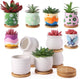 Remerry 18 Pcs 3.5 Inch DIY Ceramic Succulent Pots for Painting Figurines Paint Craft Kit Unpainted Ceramic Bisque Paintable Flowerpots with Drainage Hole Ready to Paint