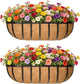 24 Inch Railing Planter Window Box Deck Balcony Rail Planter with Coco Liner Metal Wall-Mounted Coconut Liner Planter Basket English Horse Trough Planters for Outdoor Balcony Porch Fence (2 Pack)