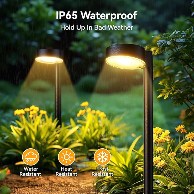 Ahaorigin 12 Pack Solar Pathway Lights Outdoor, 12 Brighter LED Solar Lights Outdoor Waterproof, Up to 12 Hrs Modern Solar Powered Path Light for Yard Garden Walkway Driveway