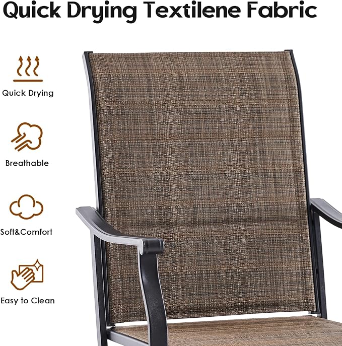 Soohow Swivel Outdoor Dining Chairs Set of 6, Patio Swivel Dining Chair with Textilene Fabric, Outdoor Metal Armchair All Weather Resistant, Ergonomic Comfort, Perfect for Patio, Backyard, Balcony