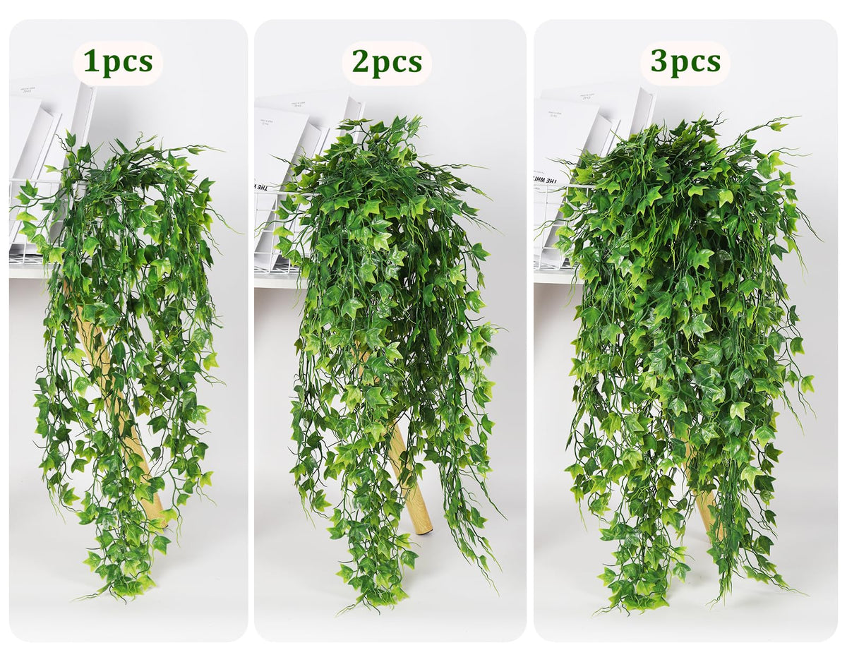 RECUTMS 3Pcs Green Artificial Plant Faux Ivy Greenery Fake Hanging Plants