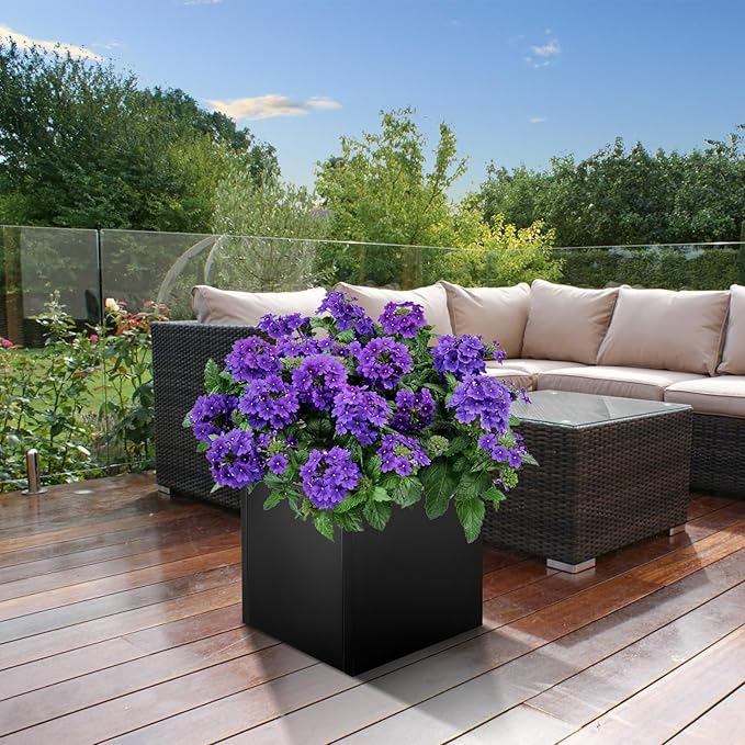 Meyoppm Square Metal Planter Box 24"x24"x25", Heavy Duty Galvanized Steel Planter Frost Proof Rust Resistant for Indoor Outdoor Patio Porch Commercial Residential