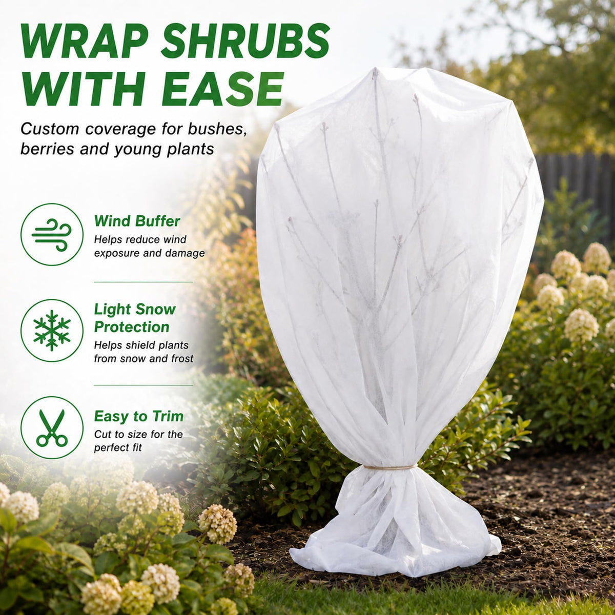 MAQIHAN Plant Covers Freeze Protection - 4.9ft x 16ft Frost Cloth for Plant