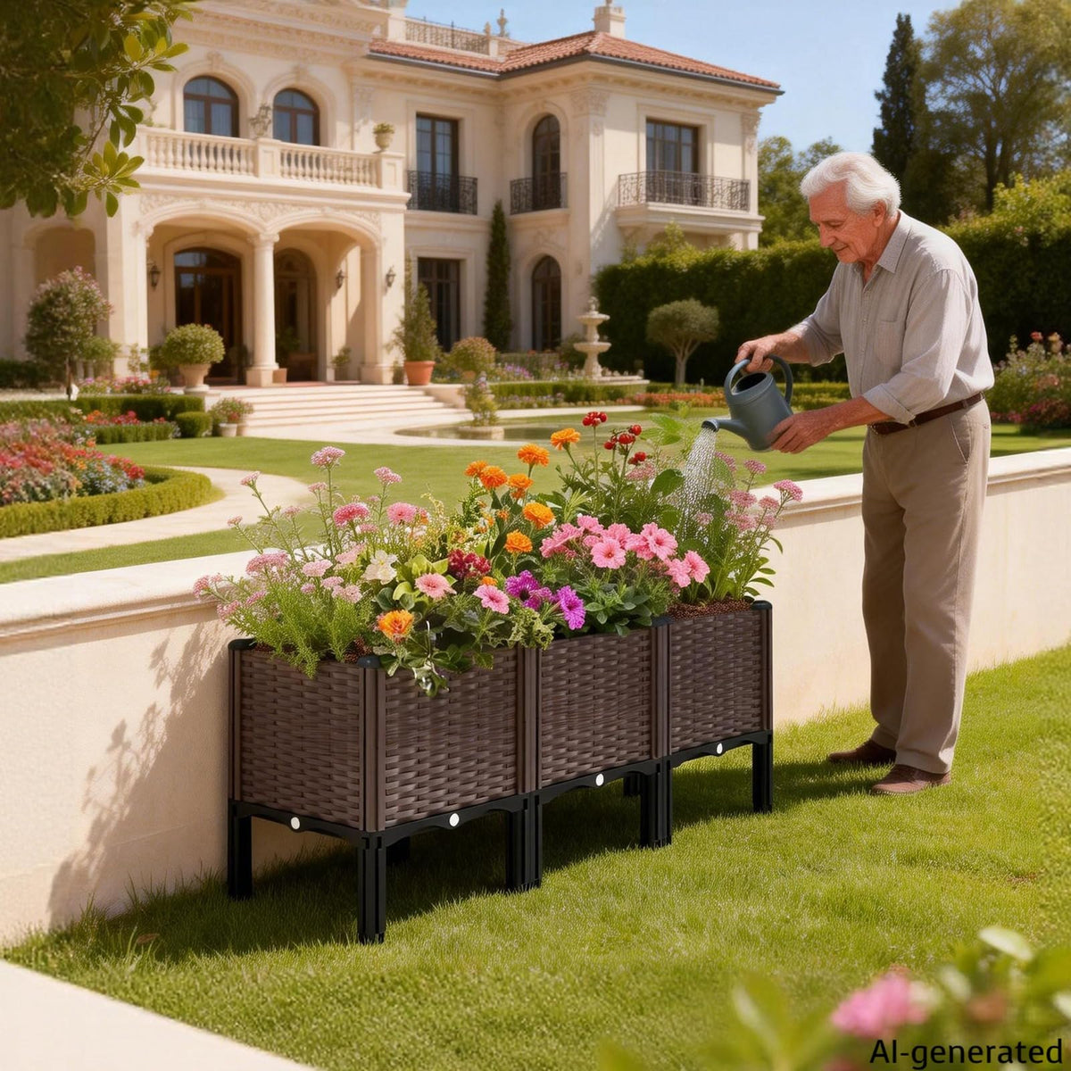 DYNAAGE Large Elevated Garden Planter, Raised Bed for Vegetables & Flowers