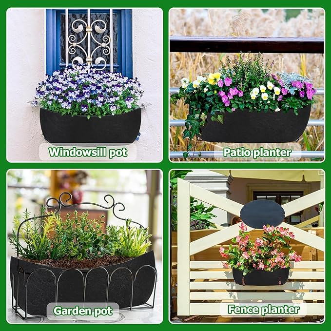 Augshy 36 Inch Planter Liners for Window Box, 4Pcs Window Basket Liners Fabric Planter Liners Hanging Flower Box Liner Felt Trough Planter Insert Non-Woven Plant Liner Replacement for Garden Planters