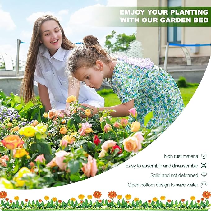 Land Guard 12×4×1ft Galvanized Raised Garden Bed Kit for Vegetables 2 Pack, Galvanized Super Large Metal Planter Raised Garden Boxes Outdoor (Gray)