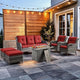 HUMMUH 6 Pieces Patio Furniture Set with Fire Pit Table High Back Outdoor Conversation Set Wicker Patio Couch Outdoor Chairs Ottomans for Balcony Garden,Lawn,Deck