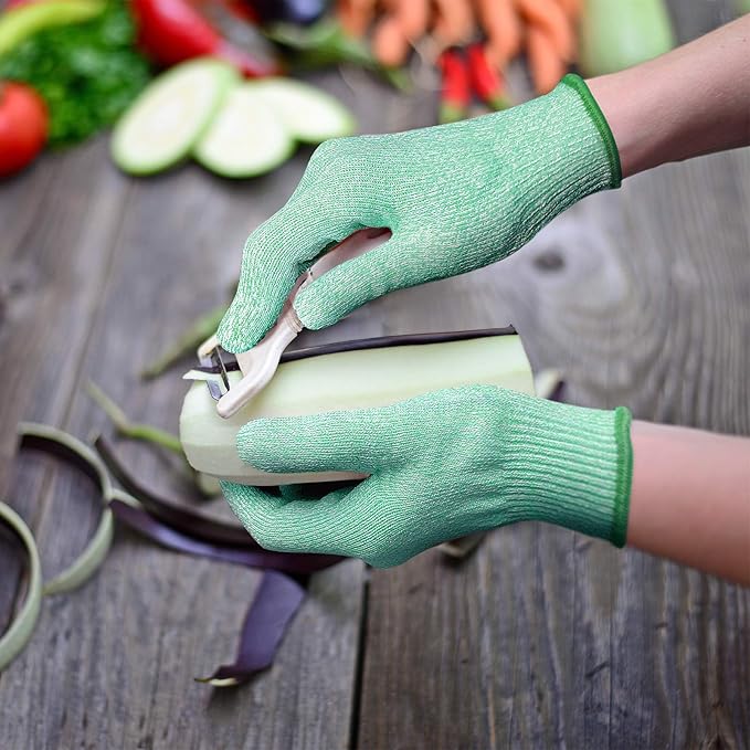 Evridwear Cut Resistant Gloves Food Grade Level 5 Kitchen Safety Protection (Small, Green)