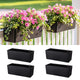 LaLaGreen Deck Railing Planter Boxes (14 Inch, 4 Pack) Self-Watering Window Box Planters with Brackets, Rectangular Hanging Flower Pots for Balcony Fence, Herb Garden Outdoor Black Plastic Planters