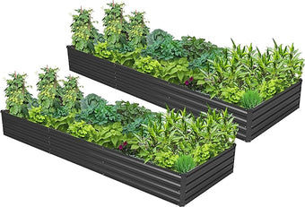 Easllre 2PCS 9x3x1ft Galvanized Raised Garden Bed Kit, Galvanized Planter Raised Garden Boxes Outdoor, Large Metal Raised Garden Beds for Vegetables,Black