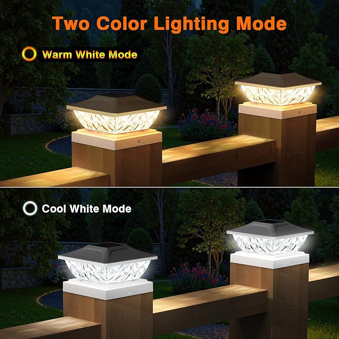 ENSLI 8 Pack Solar Post Cap Lights, 2 Mode Bright Solar Post Lights Outdoor Waterproof Fence Post Cap Lights, Outdoor Post Lights Solar Powered Deck Light for 4x4 4.5x4.5 5x5 Posts in Garden Decor