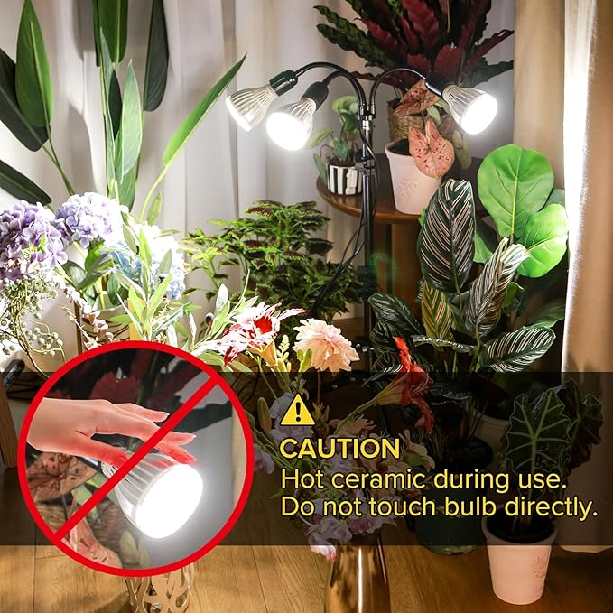 SANSI Grow Lights for Indoor Plants, 96W Full Spectrum Grow Light, No Dimmable 35-64 inches Detachable Tripod Standing Grow Lights, High PPFD 3 Pack of Par25 32W Bulb Plant Lights for Indoor Growing