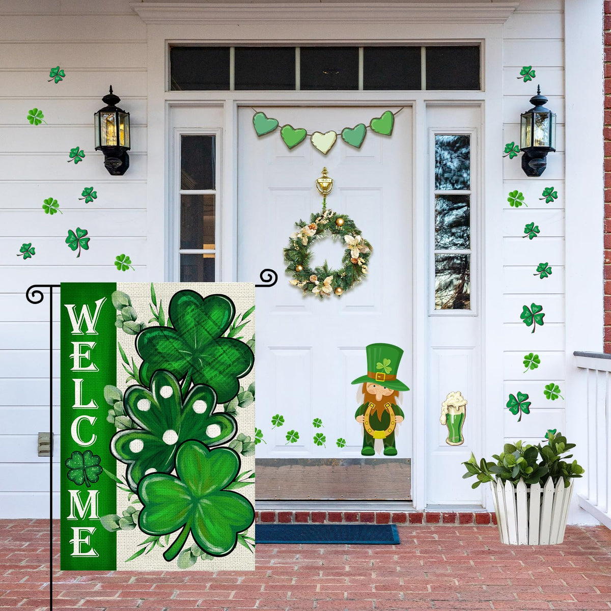 Agroon St Patricks Day Shamrocks Garden Flag 12x18 Inch