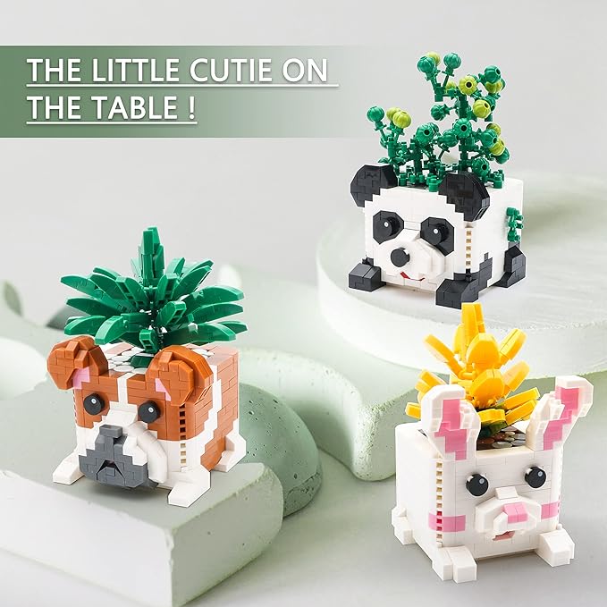 Succulent Flowers Micro Building Blocks Set for Adults Bouquet Botanical Collection of Animal Bonsai Kits, DIY Home Office Ornament Decorations Artificial Succulent Plants, (2765PCS)