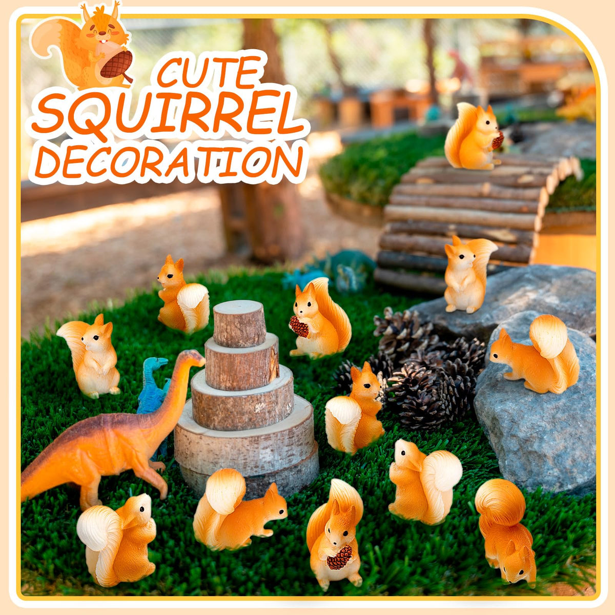Weysat 40 Pcs Mini Resin Squirrel Figurines, Tiny Animal Decor for Craft