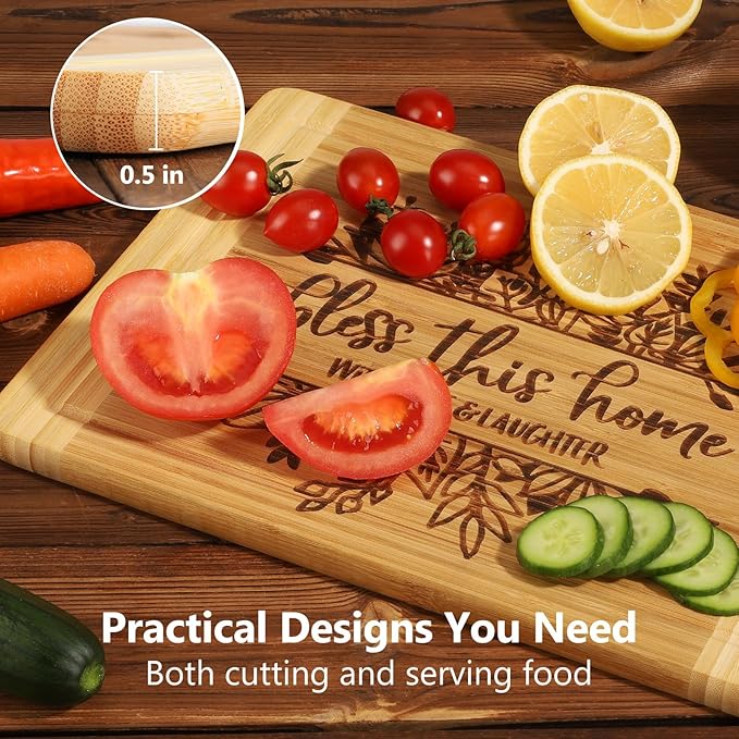 House Warming Gifts New Home, Engraved Cutting Board Housewarming Gifts, New Home Gift Ideas for New Homeowner, New House Gifts for Women Men Couple Neighbor Friend Family - Bless This Home