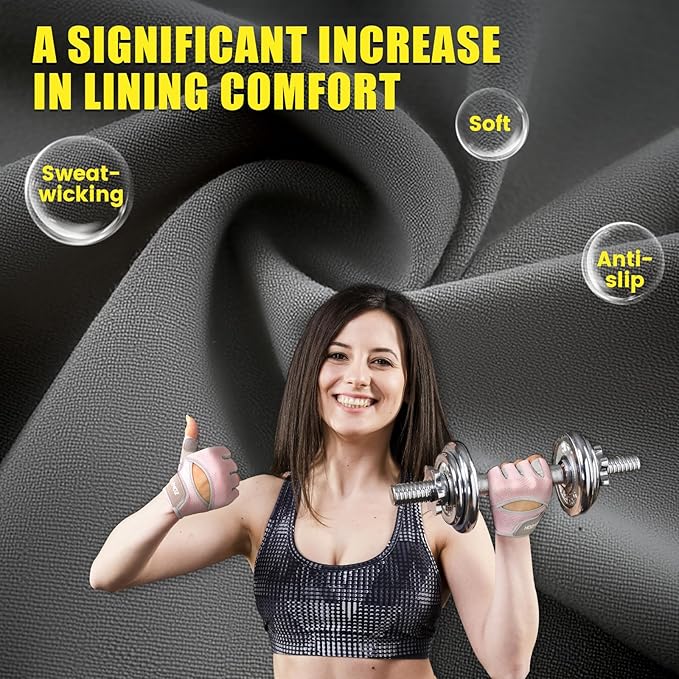 Ventilated Weight Lifting Gloves, Thick Padded Workout Gym Gloves with Full Palm Protection & Grip & Shock Absorption for Women & Men's Fitness Exercise Training