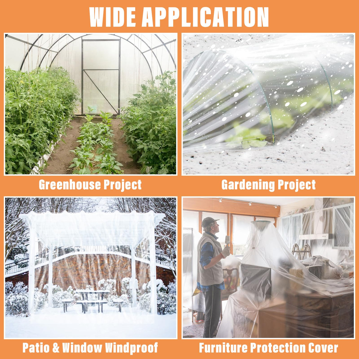 Legigo 10 X 50 Ft Clear Greenhouse Plastic, Plant Covers Freeze Protection