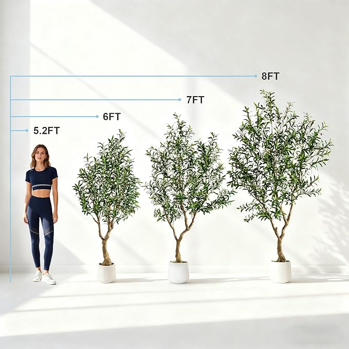 Erimda 7FT Faux Olive Tree with Tall Exquisite Planter Artificial Olive Tree Tall, Potted Fake Olive Plant with 1710 Real Touch Leaves, Indoor Outdoor Home Garden Office Decor