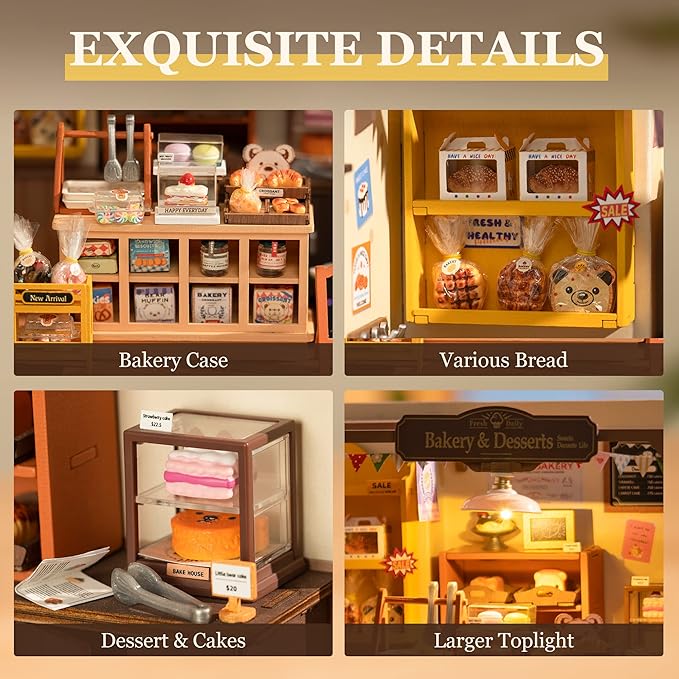 ROBOTIME Miniature House Kit DIY Mini Dollhouse with Accessories Tiny Store Making Kit with LED Light Hobby Birthday Gifts for Adults